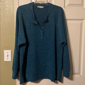 Zenana Melange Hacci Relaxed Fit 7 Button Top